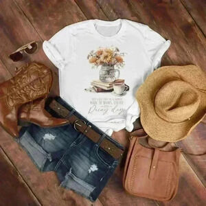 Nataly thyme country book and vase trendy  country  tee shirt